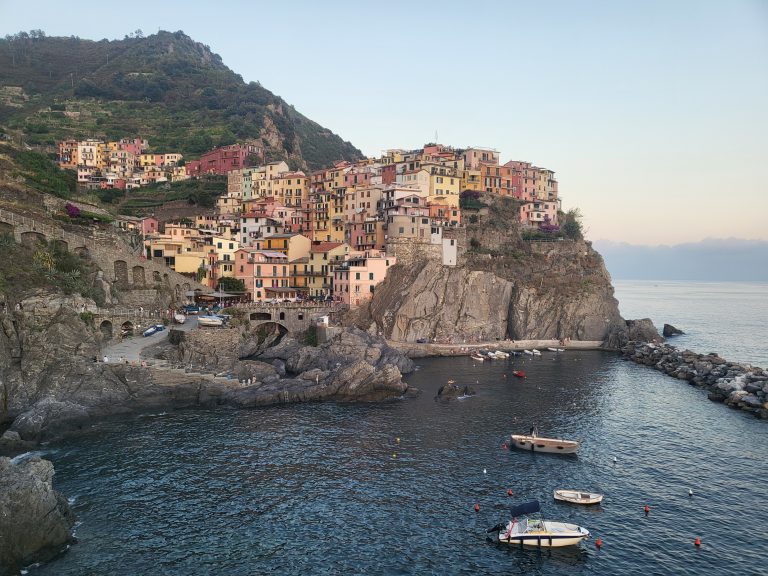 Secret spots in Cinque Terre view of beautiful village in the mountain over the water