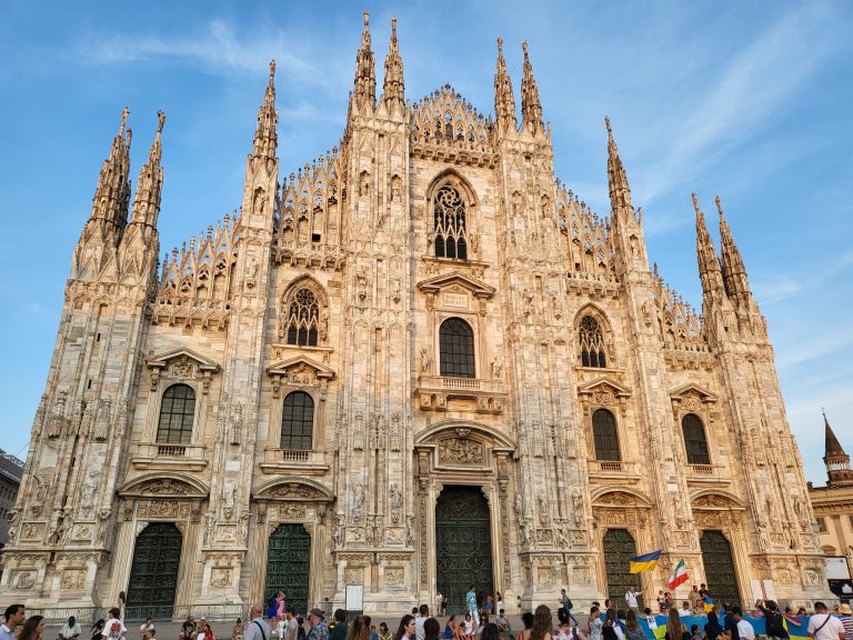 Picture from the front of the Duomo romantic things to do in Milan