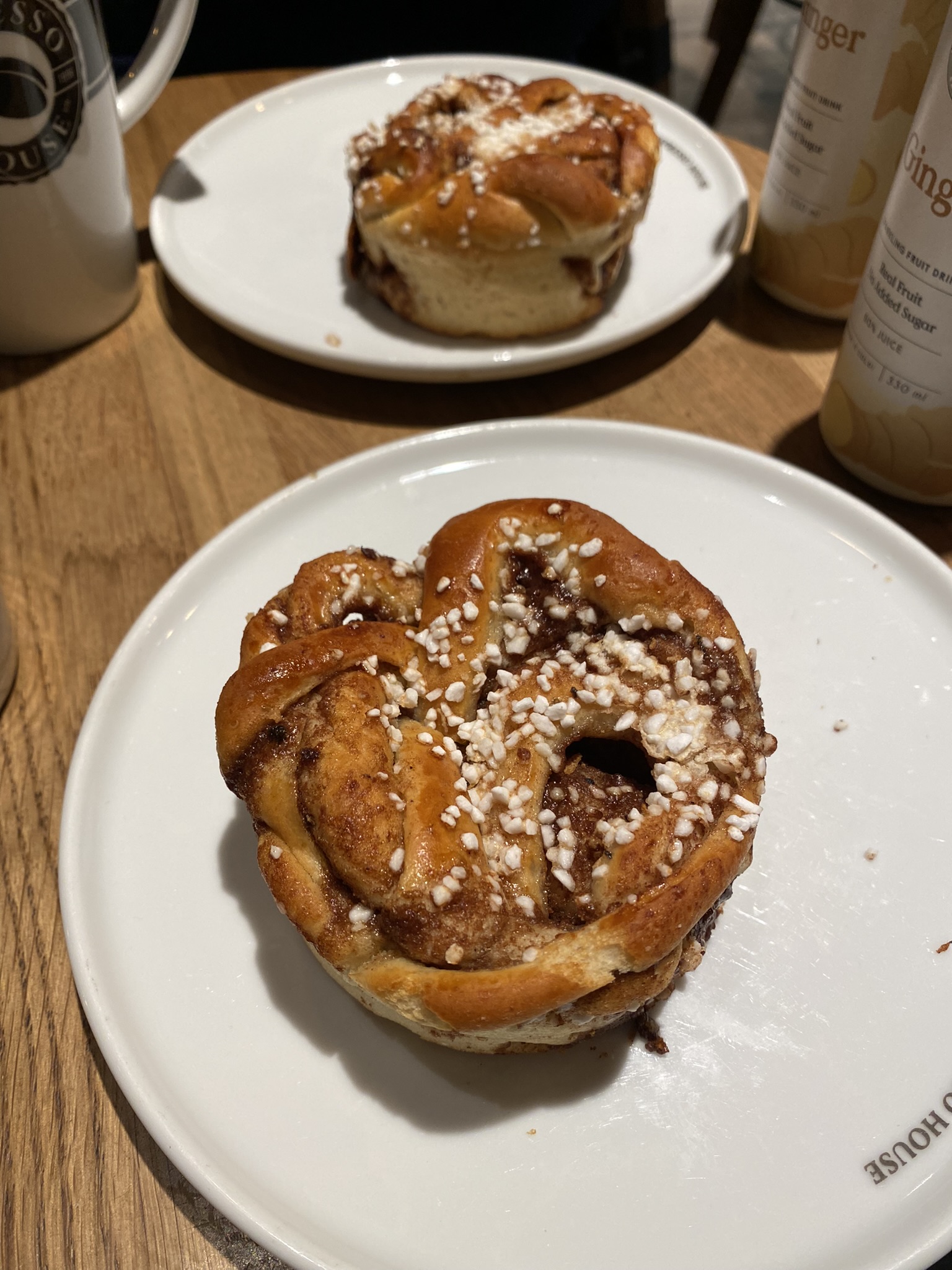 Delicious looking cinnamon bun in Stockholm in October