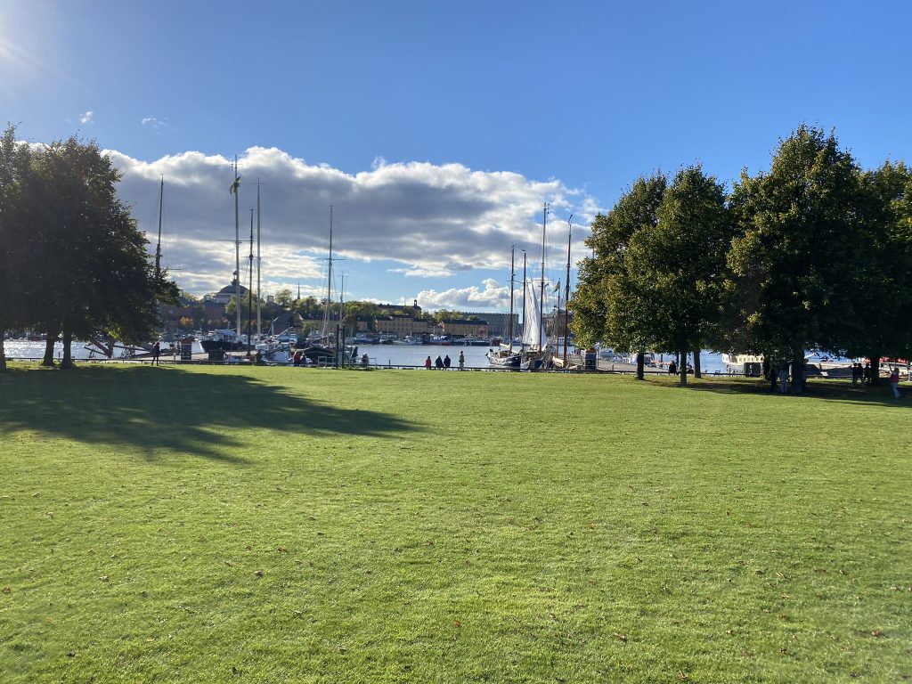 Stockholm green park outside of the Vasa hotel