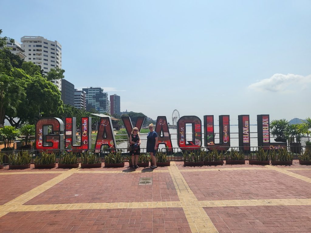 Giant Guayaquil sign in the park by the water in Guayaquil, Ecador