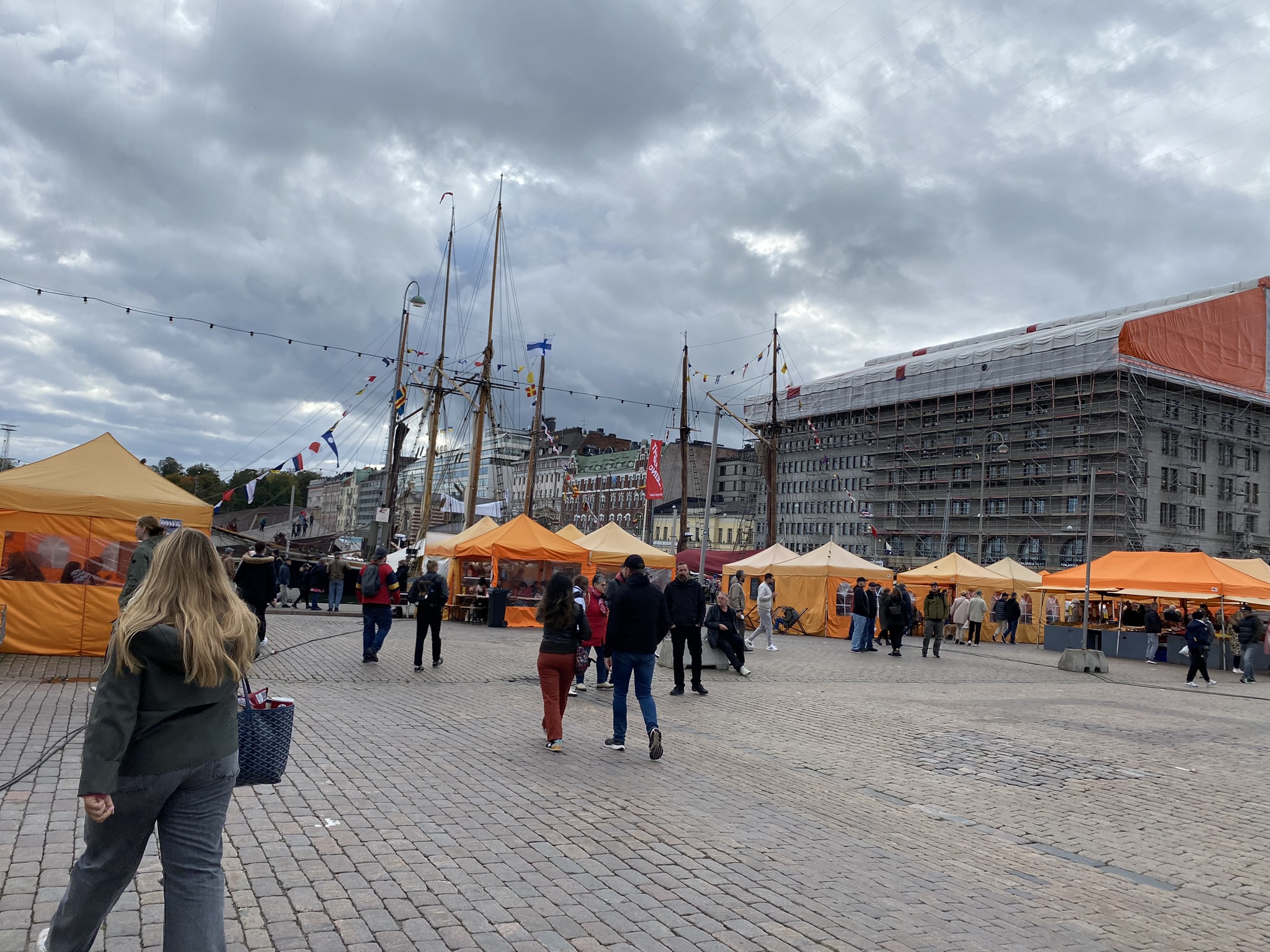 Helsinki morning market by water.