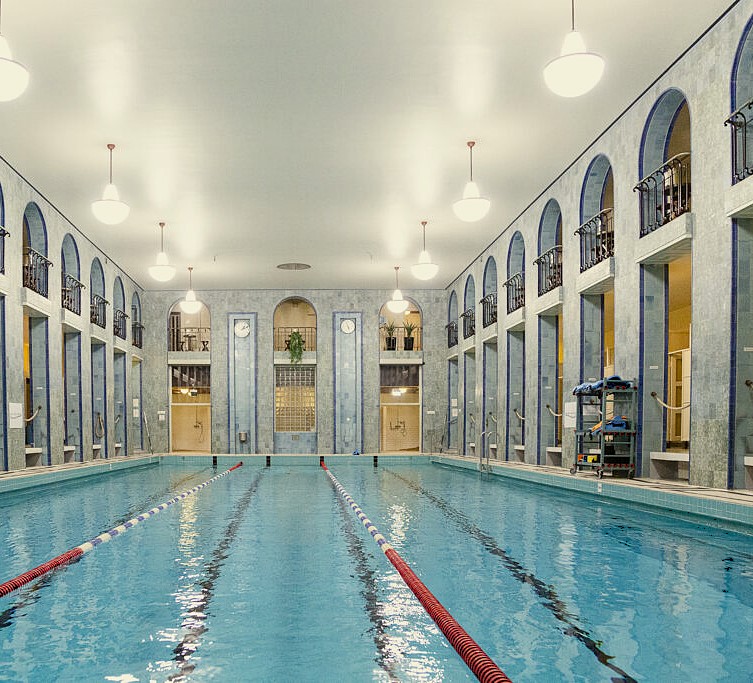 Yronkatu Swimming Hall public swimming pool lined with lanes in secret saunas of Helsinki