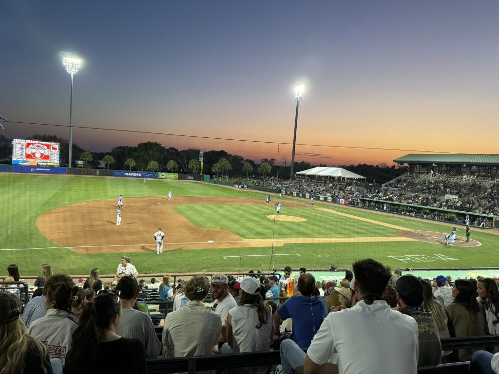 Beautiful sunset behind the Riverdogs Stadium on Dog night in Charleston, South Carolina