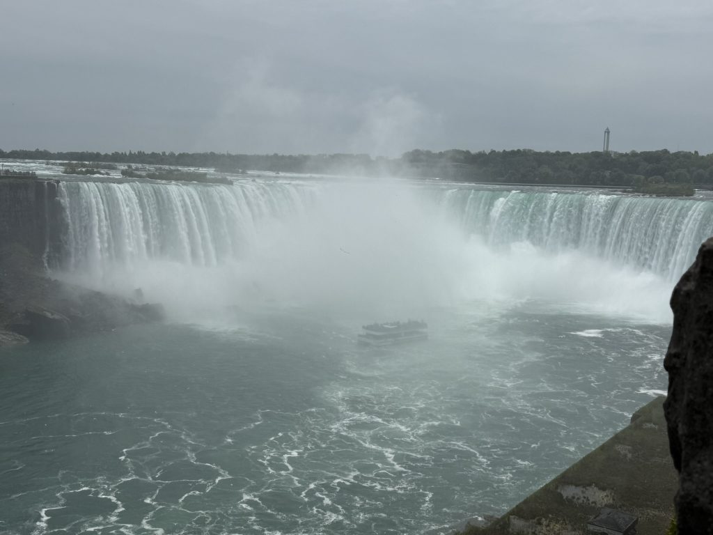 A view of Horseshoe falls on a spring day in the ultimate guide to Niagara Falls