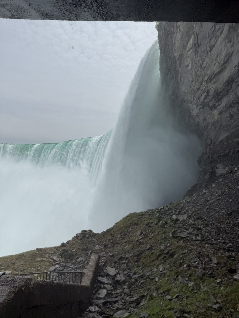 A side view of the spectacular Niagara Falls up-close in Journey Behind the Falls when considering the Ultimate things to do in Niagara Falls