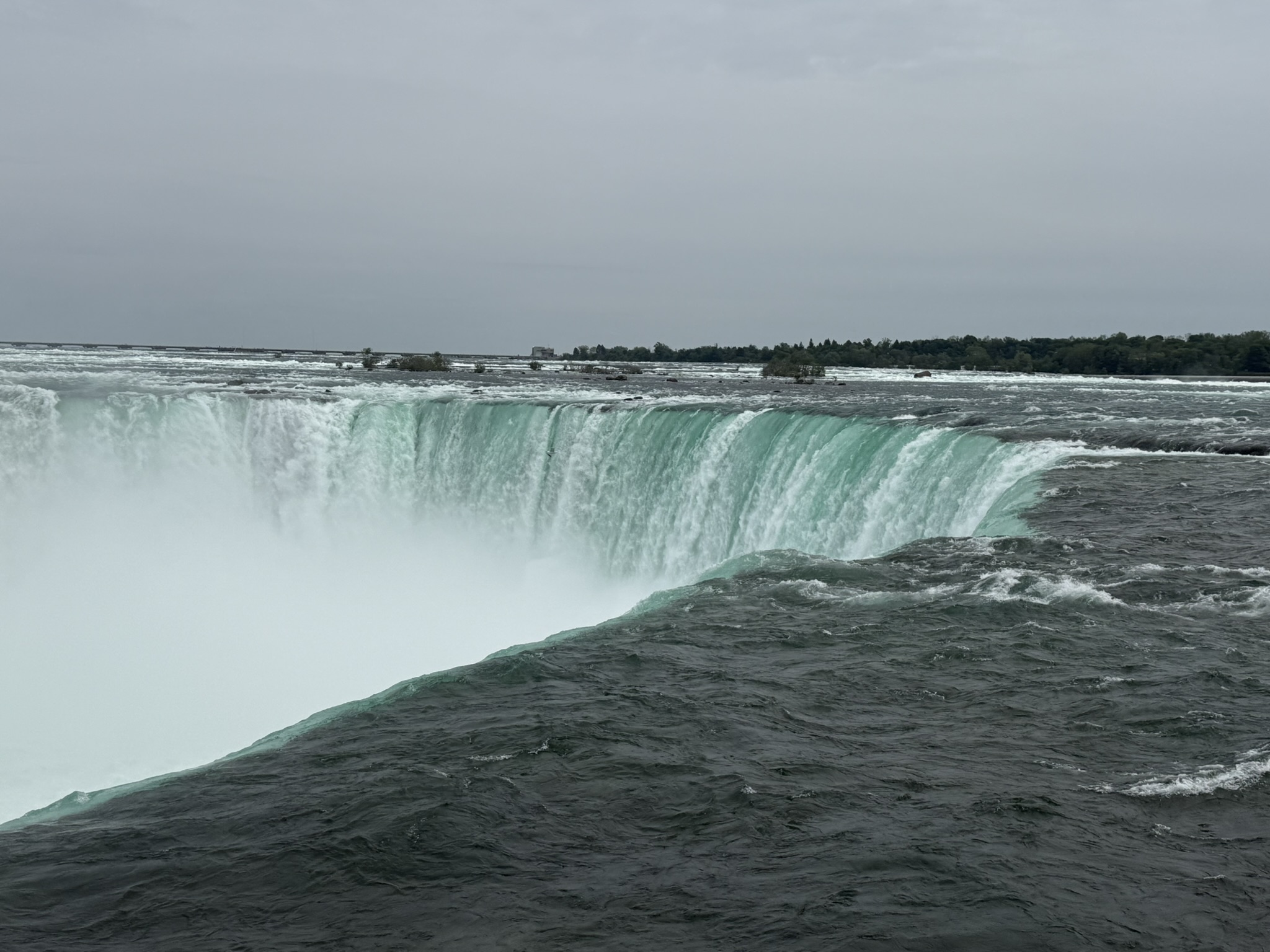 View of the top of Niagara Falls right before the water starts to go down the falls