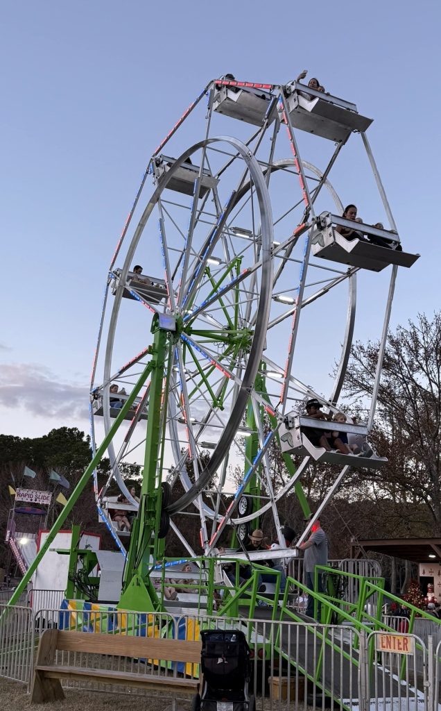 A Ferris Wheel at the Christmas Tree Festival at Boone Hall in the best Christmas events in Charleston, SC