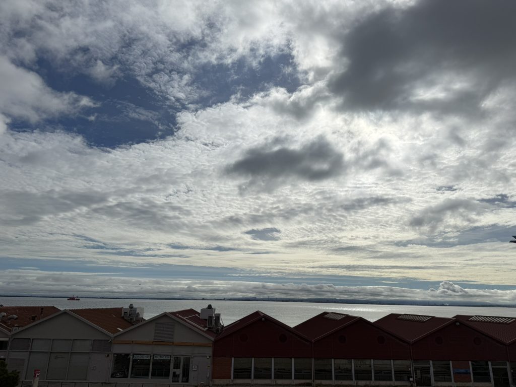 View from the balcony window at the historic Editory Riverside Santa Apolónia Hotel in Lisbon, Portugal