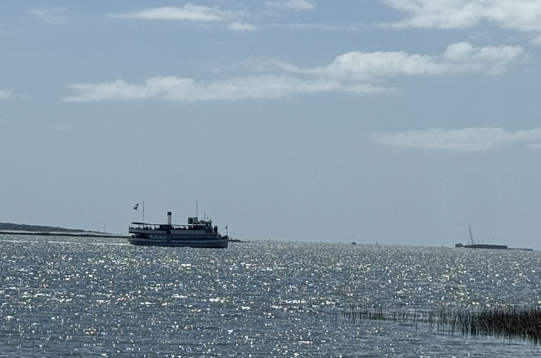 Ferry heading to Fort Sumter on the bay in Charleston, South Carolina as seen on spring break in Charleston