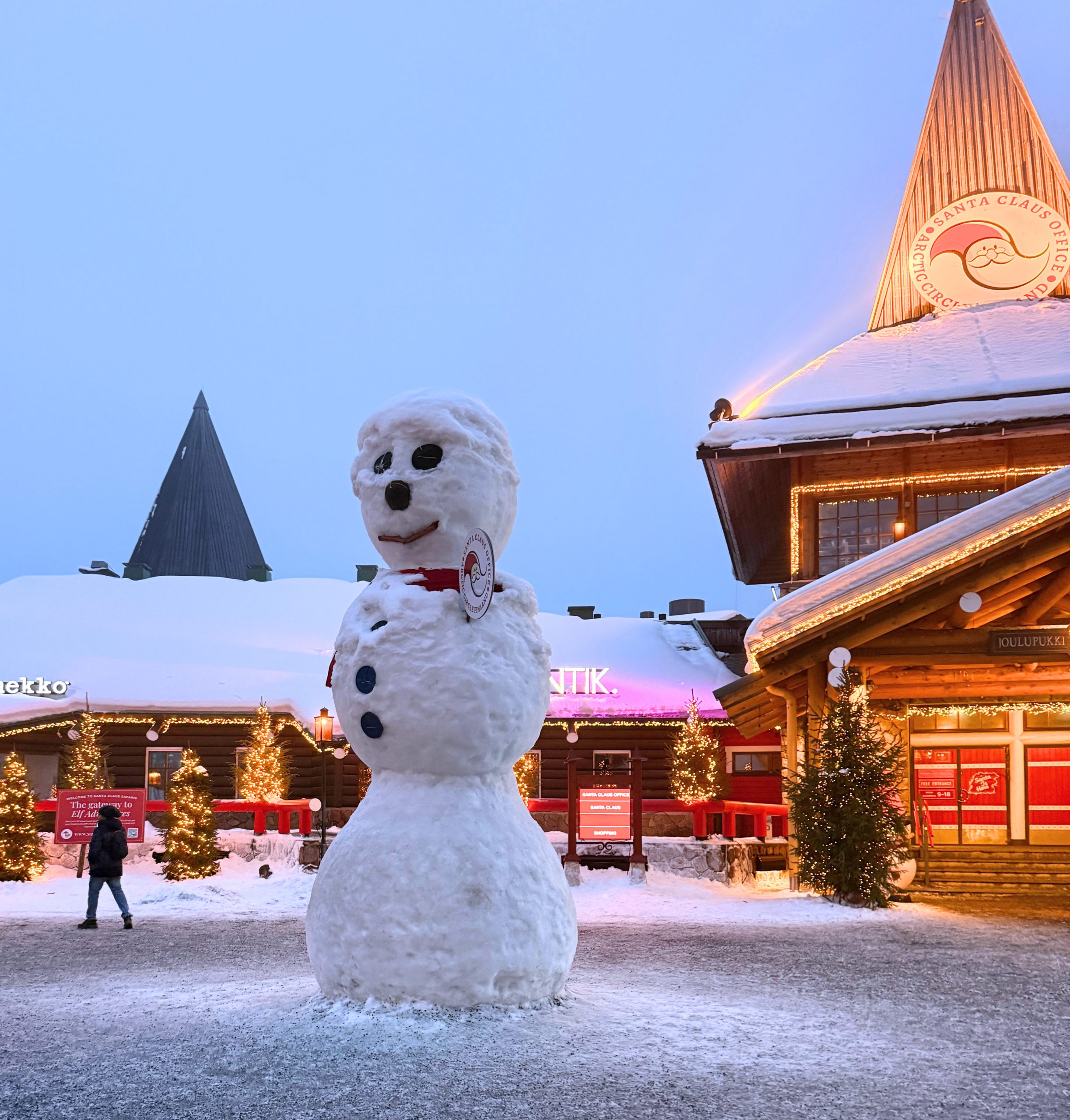 Giant snowman in Santa's Village outside of Rovaniemi, Finland as seen in the travel guide to Lapland