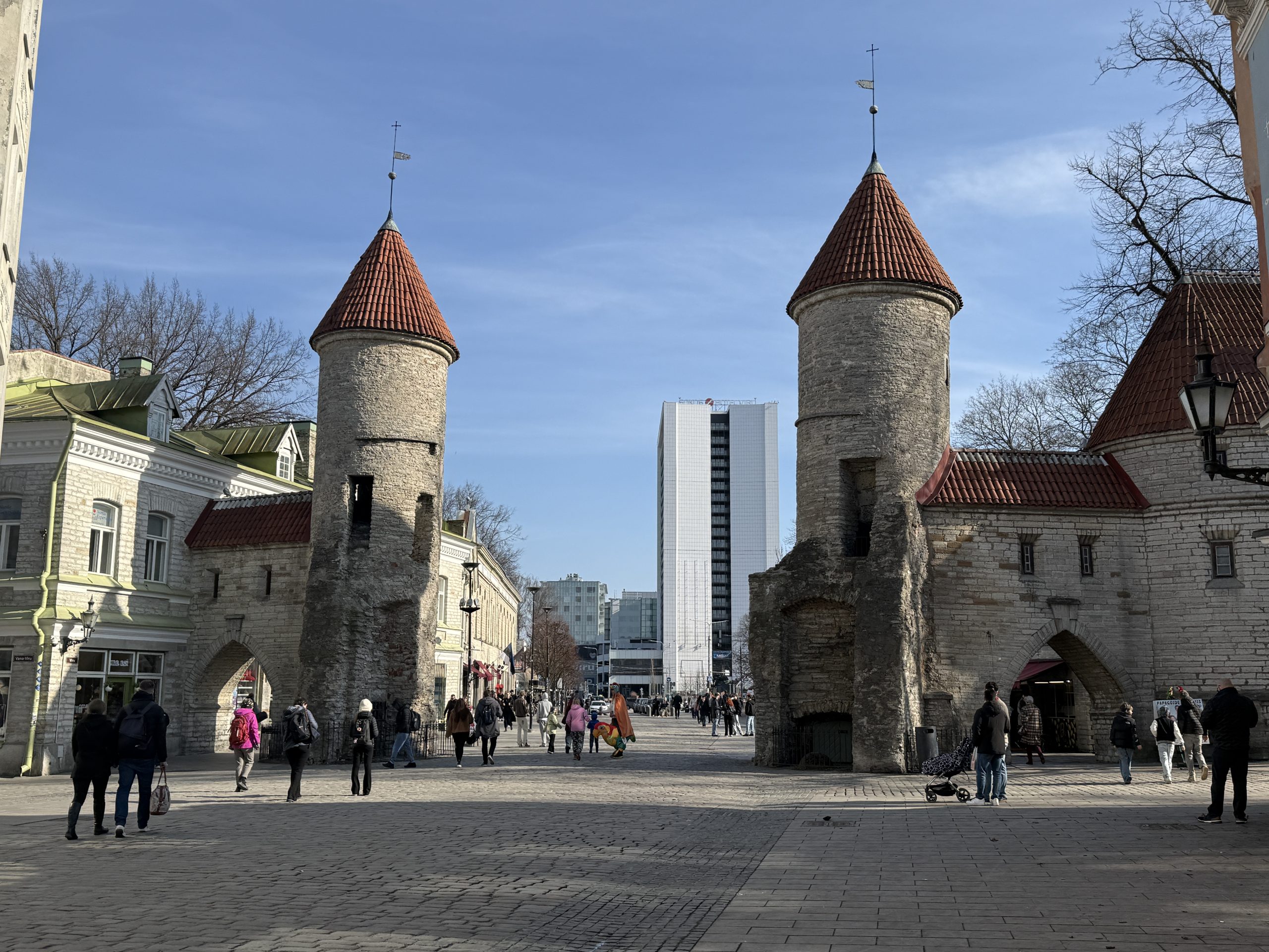 Entrance into the medieval wall that still stands around the Old Town part of Tallinn, Estonia, today. As seen in the 2 days in Tallinn itinerary.