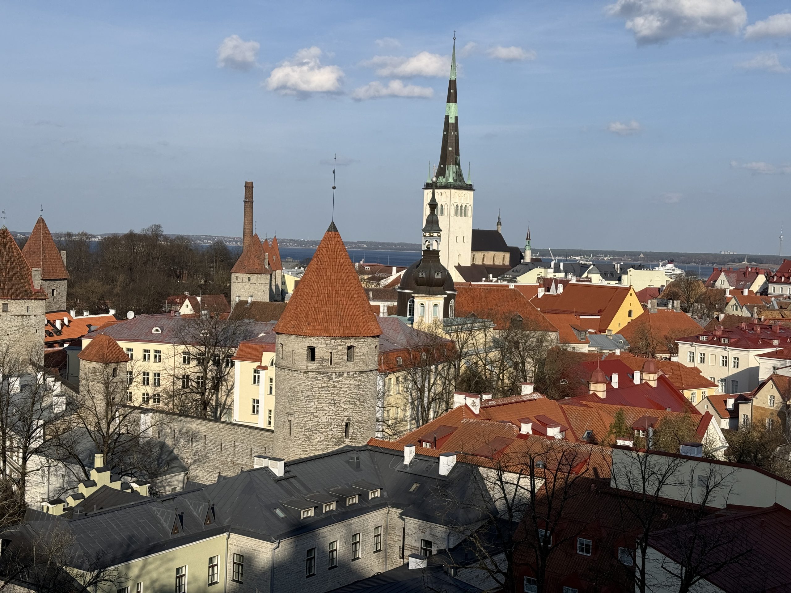 Old Town Tallinn, Estonia on a sunny day in March as seen on the 2 day in Tallinn itinerary.