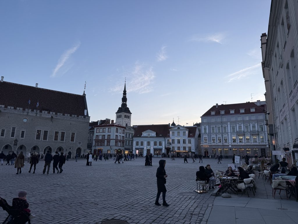Town hall square in Old Town Tallinn, Estonia right after the sun has set as we saw in the 2 days in Tallinn Itinerary