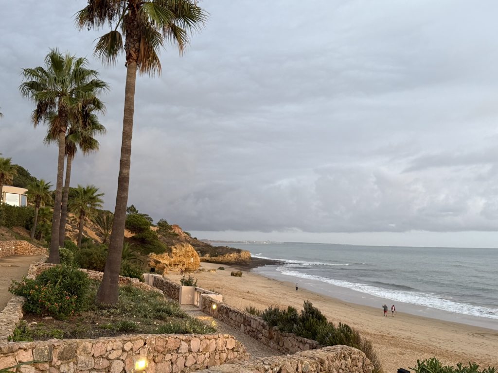 Beach and ocean as seen from the Best Algarve resorts in Albuferia, Portugal