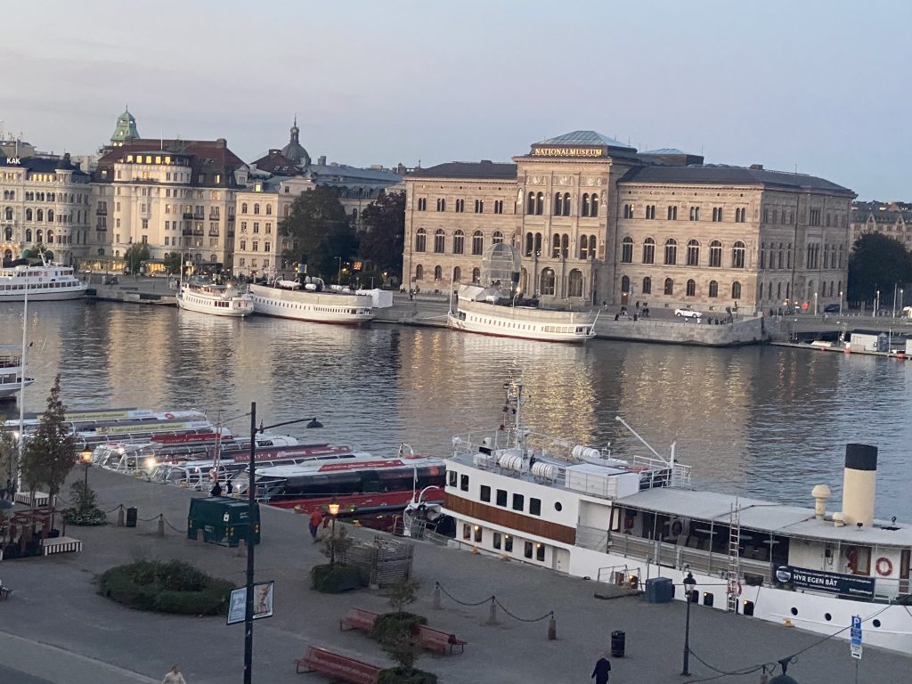 Old buildings in Stockholm, Sweden seen on the other side of the water from our hotel window when we were collecting travel tips