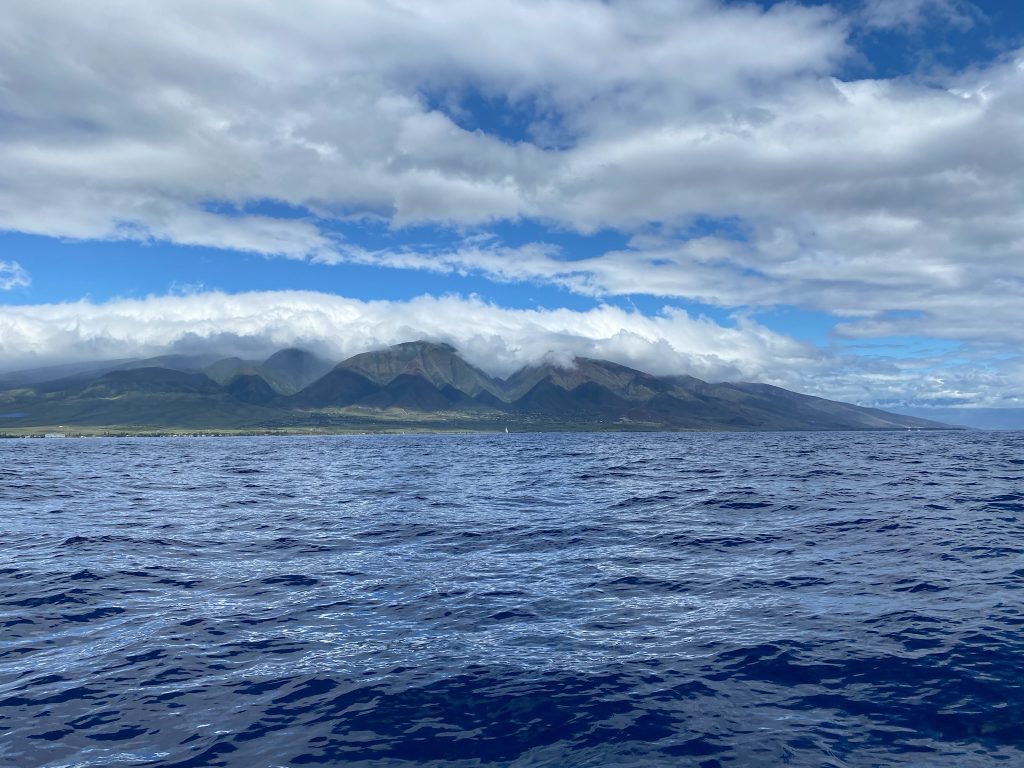 Viewing the shore in Maui, Hawaii when we were heading out on a whale watching cruise during our 3 days in Maui