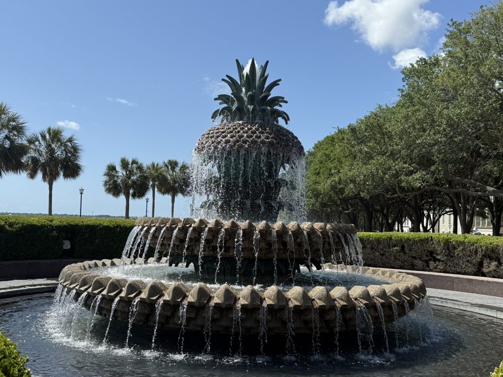In Free Things to do in Charleston you can walk down to Waterfront Park and see the infamous Pineapple Fountain as seen in this photo