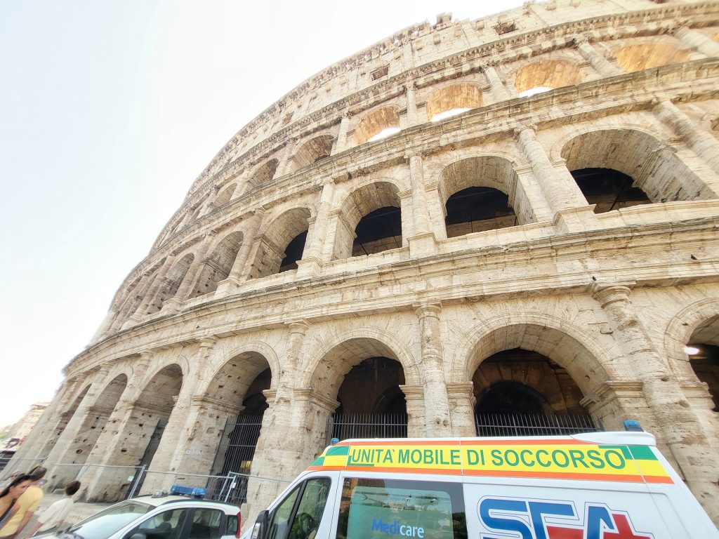 Rome, Italy. The Colosseum from the outside looking up at it's massive walls