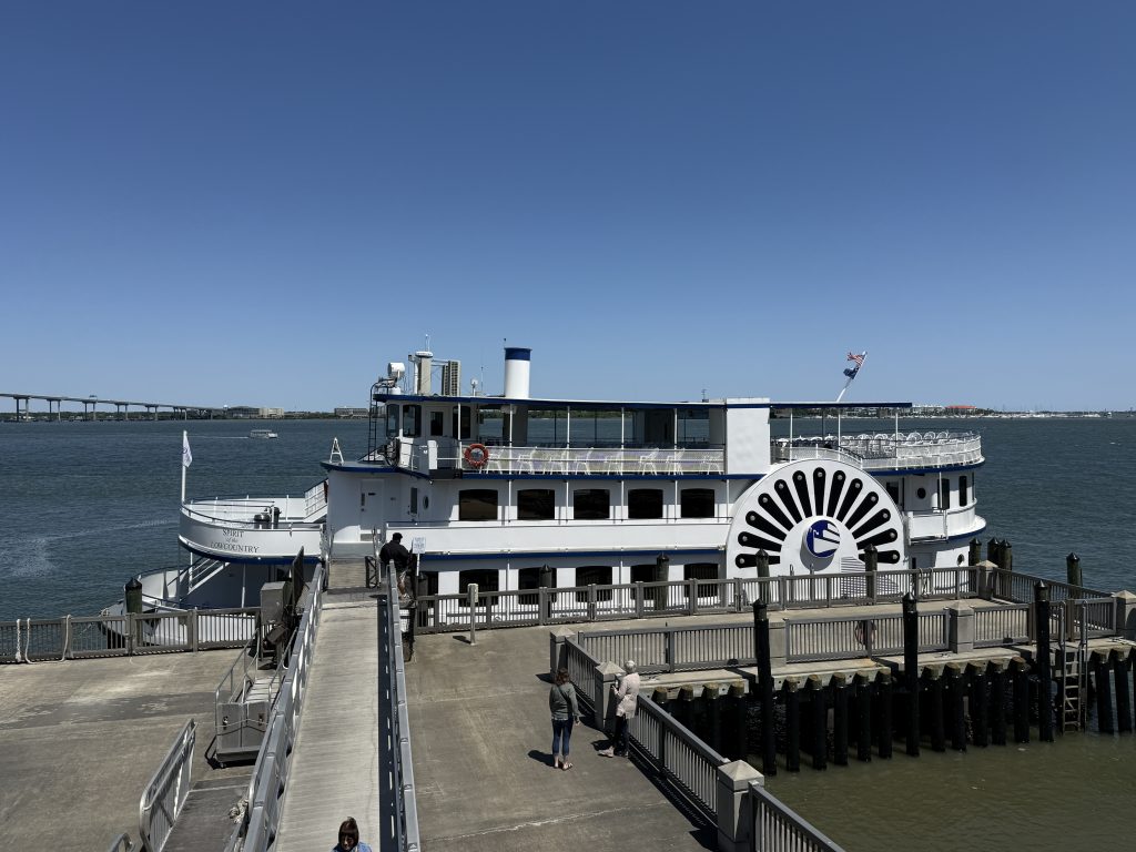 The Ferry you take to Fort Sumter, in Charleston, South Carolina, as seen at Liberty Square outside of the Fort Sumter Museum.