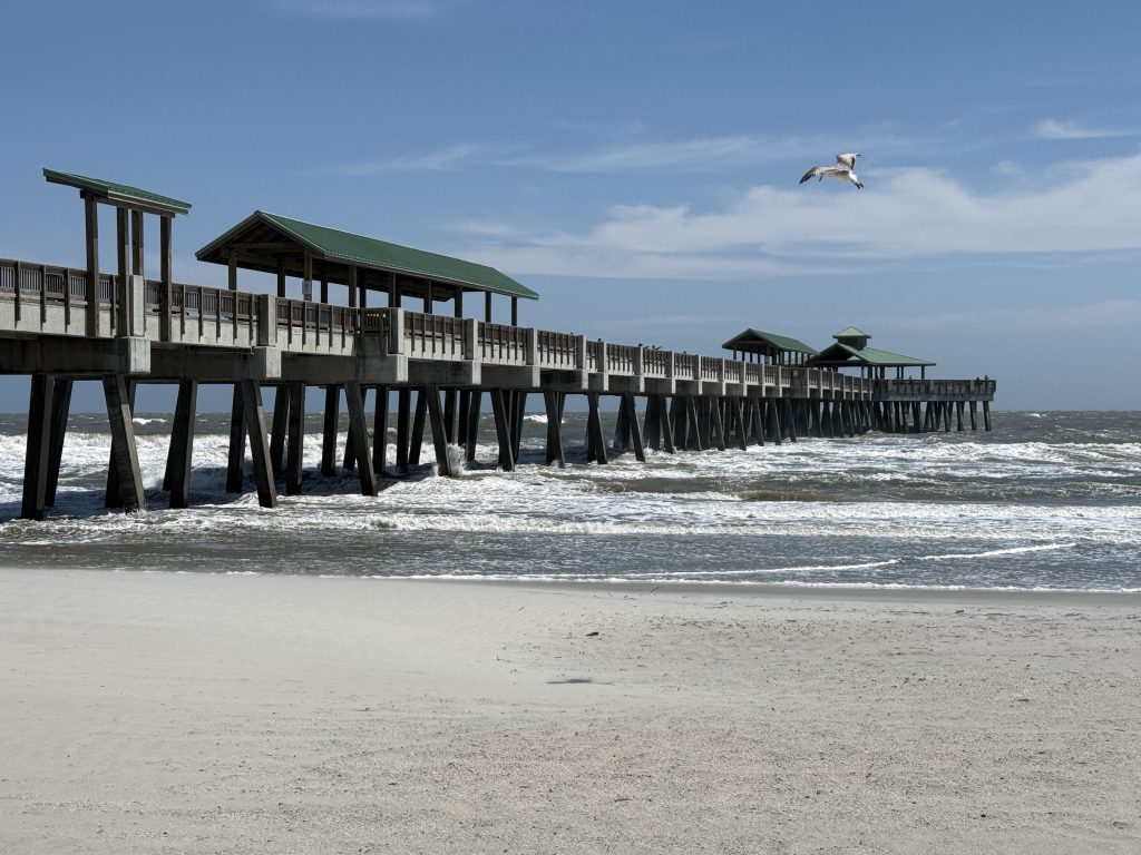 Folly Beach Pier in March near Charleston, South Carolina