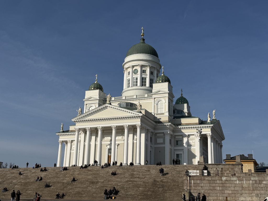 Helsinki Cathedral on a sunny day, the iconic neoclassical Lutheran cathedral overlooking Senate Square in central Helsinki, Finland