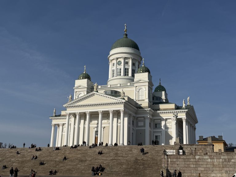 Helsinki Cathedral on a sunny day, the iconic neoclassical Lutheran cathedral overlooking Senate Square in central Helsinki, Finland