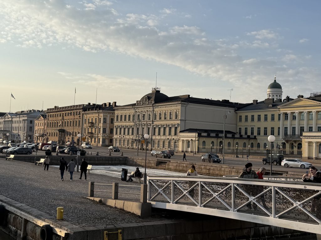 View of the buildings next to the bay in Helsinki, Finland