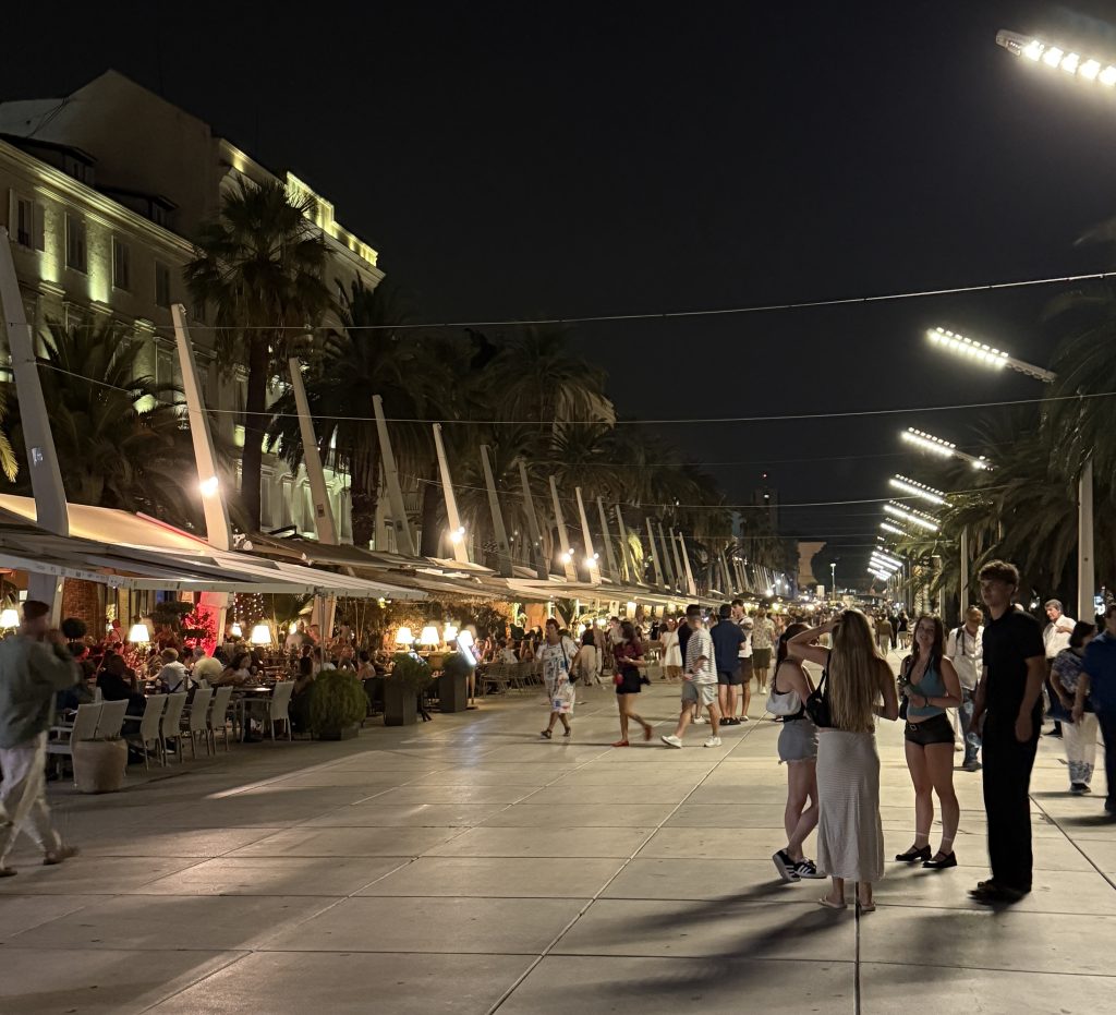 Crowded Riva Promenade right after Diocletian's Palacein Split, Croatia