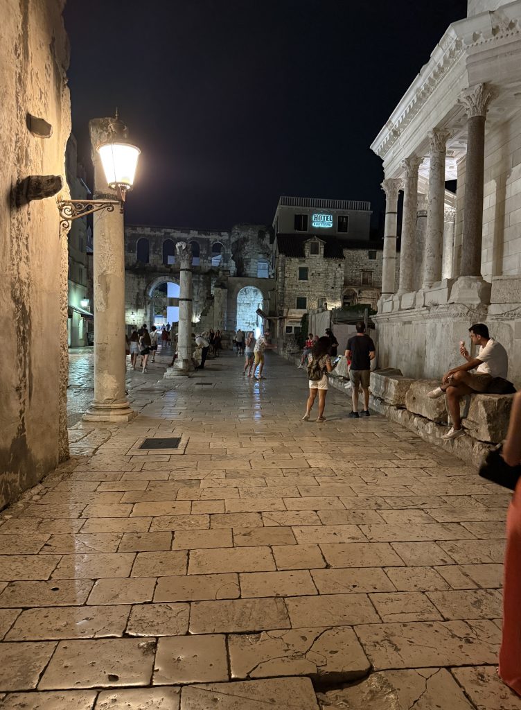 Diocletian's Palace lit up at night, Split, Croatia