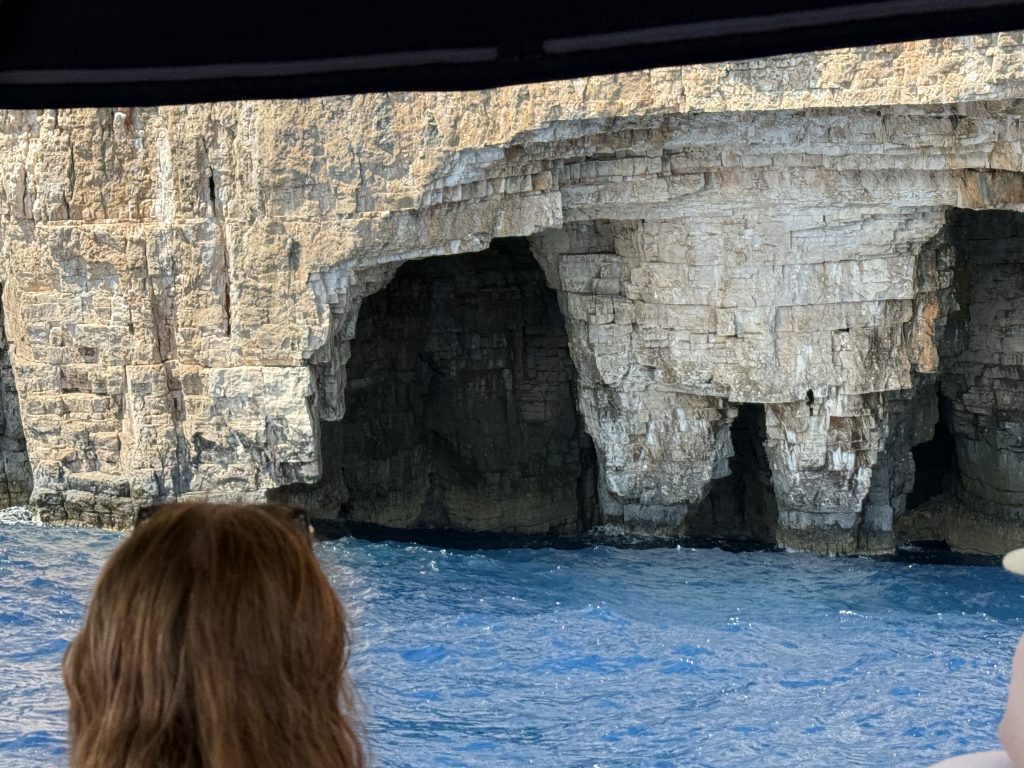 Neat cliff and cave formations heading from the Blue Lagoon, Budikovac, to the Green Cave on a Blue Cave tour from Hvar